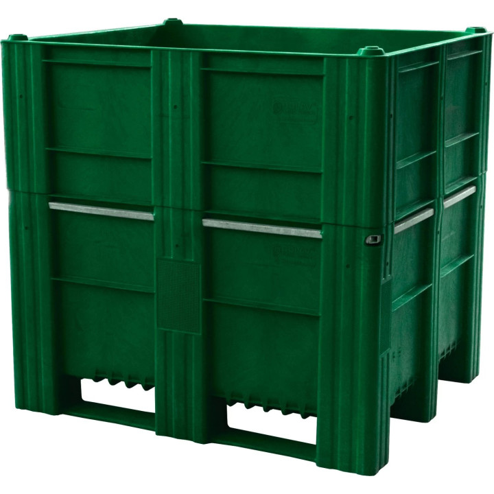 BoxPallet 1200х1000х1140 мм сплошной зеленый, арт. 11-100-НА-АСЕ (1140), код: 08637
